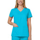 Women's Three-Pocket V-Neck Cardi Top - C101 - Electric Blue
