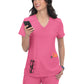 Women's Three-Pocket V-Neck Cardi Top - C101 - Carnation