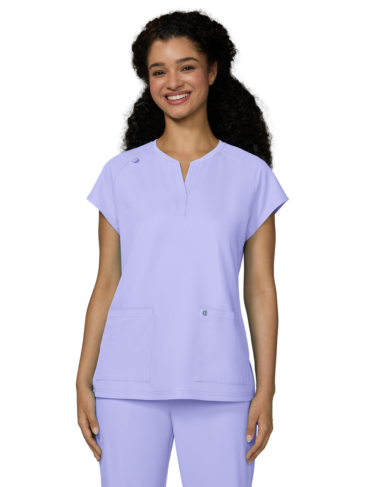 Women's Two-Pocket Split Neckline Reese Scrub Top - C102 - Digital Lavender