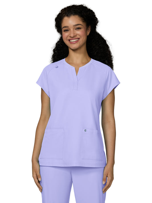 Women's Two-Pocket Split Neckline Reese Scrub Top - C102 - Digital Lavender