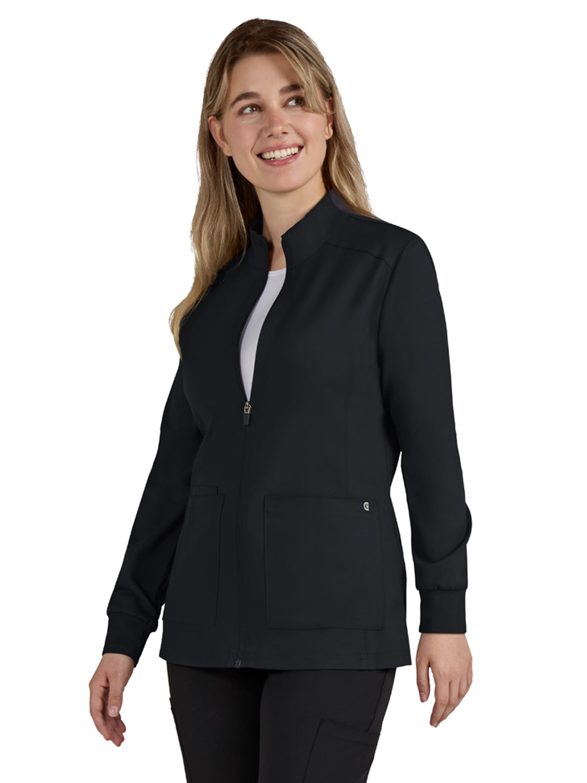 Women's Two-Pocket Zipper-Front Geneses Jacket - C400 - Black