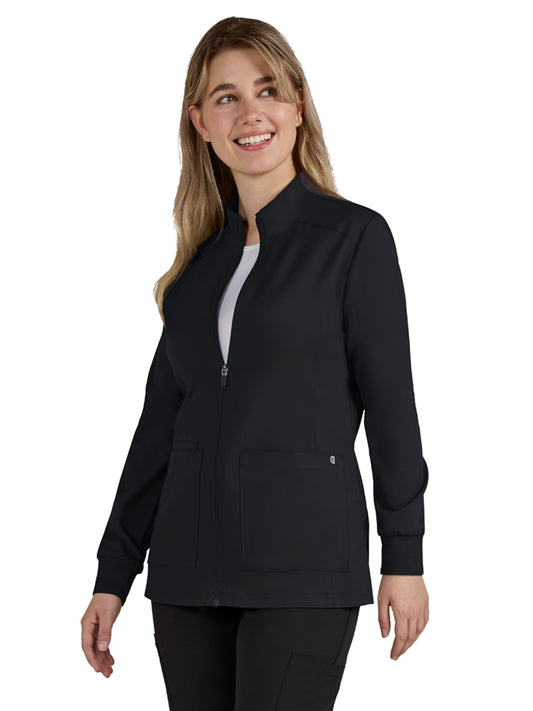 Women's Two-Pocket Zipper-Front Geneses Jacket - C400 - Black