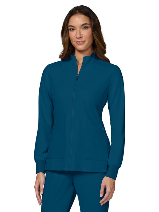 Women's Two-Pocket Zipper-Front Geneses Jacket - C400 - Caribbean Blue