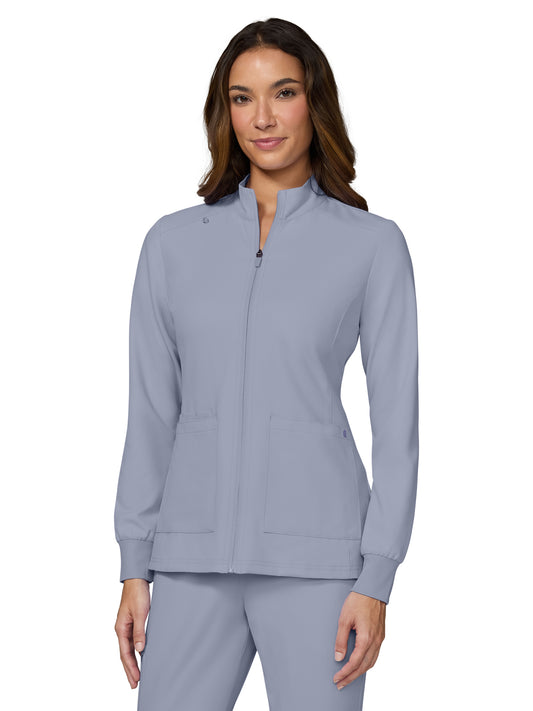 Women's Two-Pocket Zipper-Front Geneses Jacket - C400 - Platinum Grey