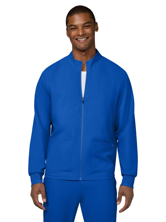 Men's Three-Pocket Zipper-Front Alpha Jacket - C401 - Royal Blue