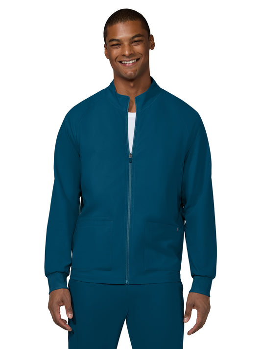 Men's Three-Pocket Zipper-Front Alpha Jacket - C401 - Caribbean Blue