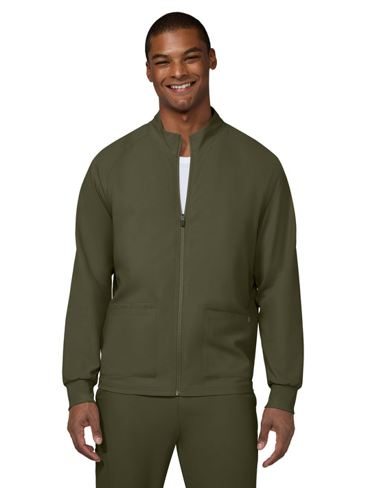 Men's Three-Pocket Zipper-Front Alpha Jacket - C401 - Olive Green