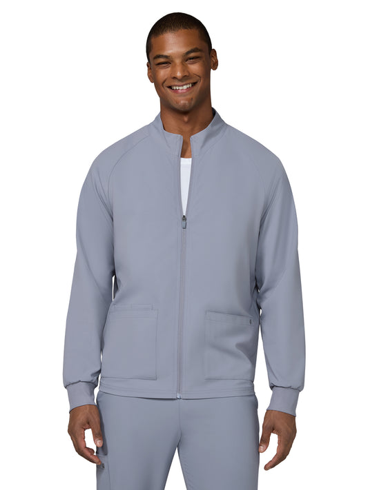 Men's Three-Pocket Zipper-Front Alpha Jacket - C401 - Platinum Grey