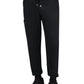 Men's Six-Pocket Drawstring Elastic Waist Connective Jogger Pant - C600 - Black