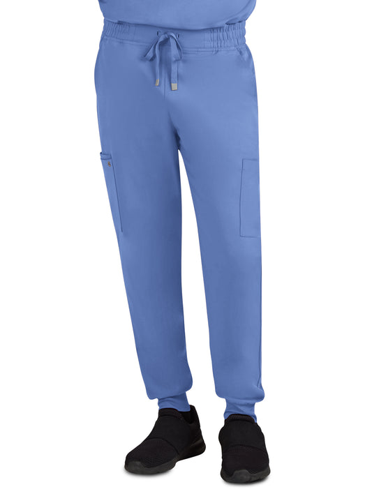 Men's Six-Pocket Drawstring Elastic Waist Connective Jogger Pant - C600 - True Ceil