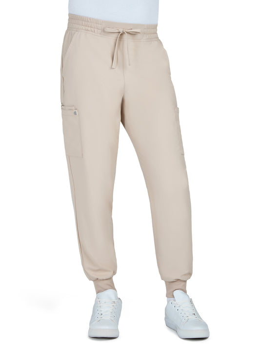 Men's Six-Pocket Drawstring Elastic Waist Connective Jogger Pant - C600 - Khaki