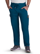 Men's Six-Pocket Drawstring Elastic Waist Neuro Pant - C601 - Caribbean Blue