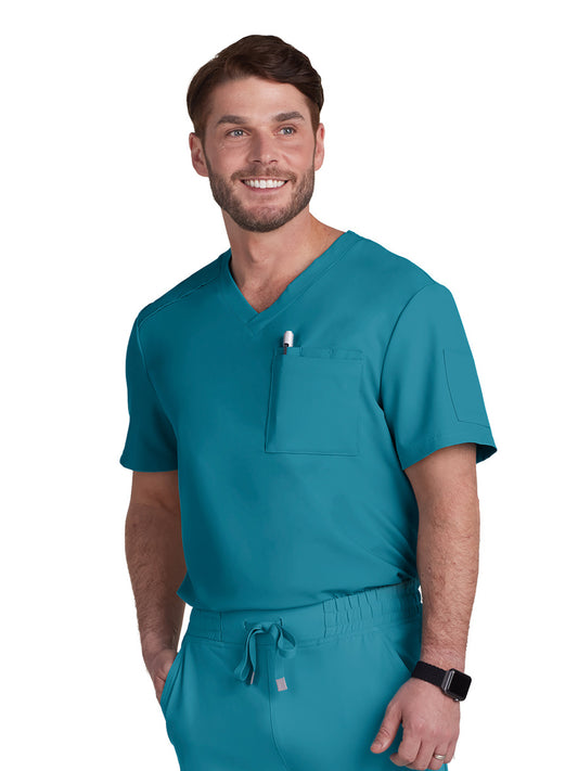 Men's Two-Pocket V-Neck Arthro Top - C650 - Teal