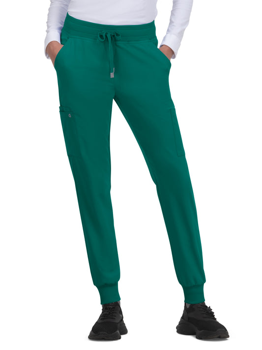 Women's Six-Pocket Ribbed Cuff Jogger Style Pulse Pant - C700 - Hunter