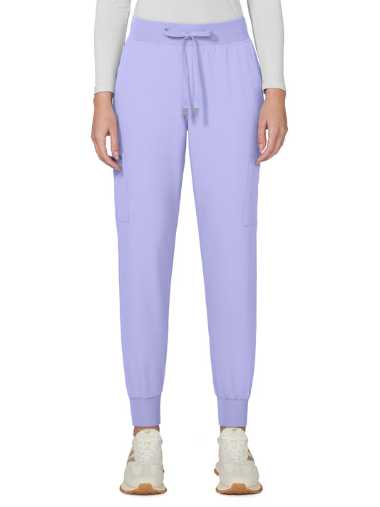 Women's Six-Pocket Ribbed Cuff Jogger Style Pulse Pant - C700 - Digital Lavender