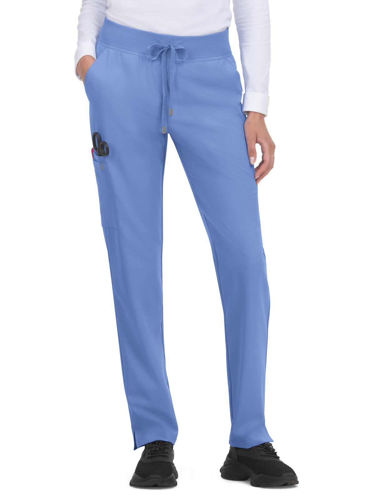 Women's Seven-Pocket Drawstring Elastic Waist Atria Pant - C701 - True Ceil