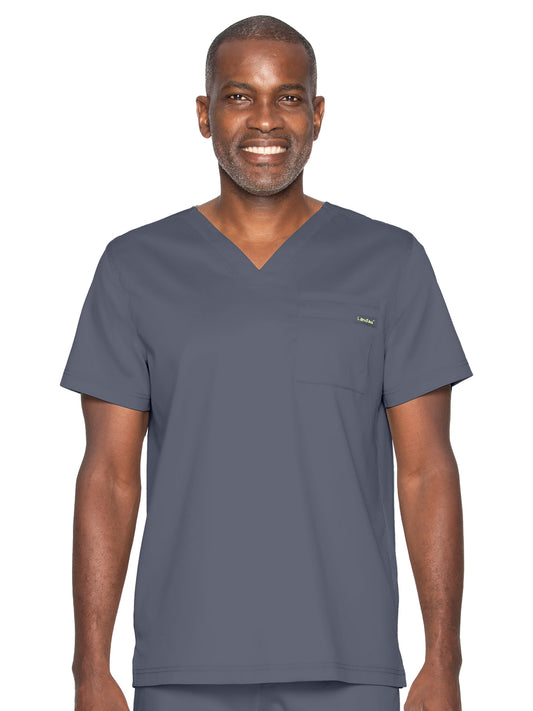 Unisex Two-Pocket Tuckable V-Neck Top - 4259 - Steel