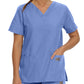 Women's Three-Pocket Clean Back V-Neck Top - 70221 - Ceil Blue