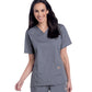 Women's Three-Pocket Clean Back V-Neck Top - 70221 - Steel Grey