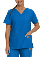 Women's Three-Pocket Clean Back V-Neck Top - 70221 - Royal Blue