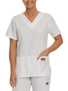 Women's Three-Pocket Clean Back V-Neck Top - 70221 - White