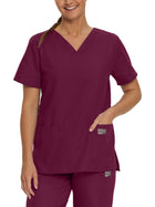 Women's Three-Pocket Clean Back V-Neck Top - 70221 - Wine