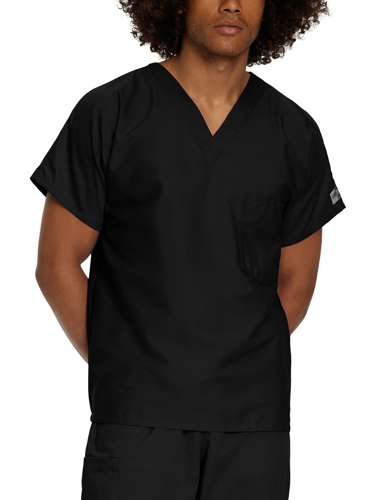 Unisex One-Pocket Dolman Sleeve Tuckable V-Neck Top - 71221 - Black