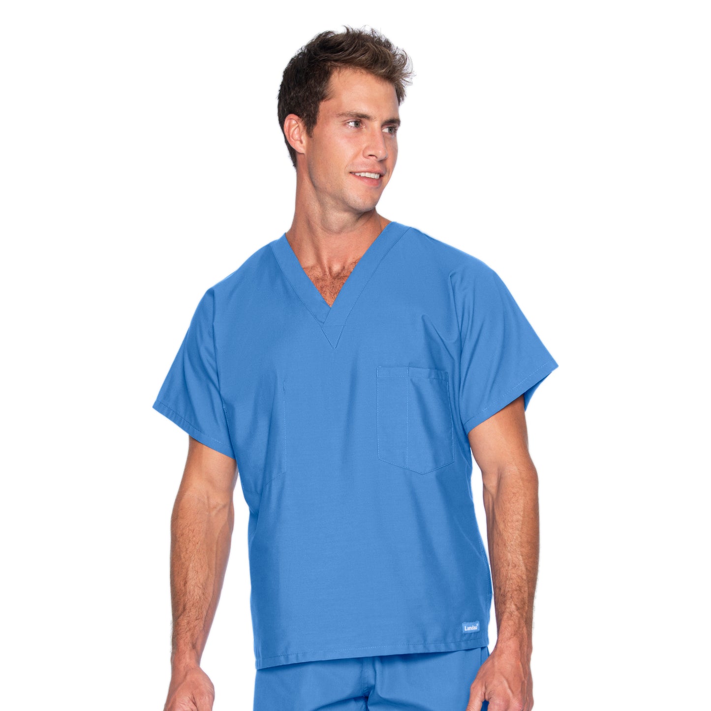 Unisex One-Pocket Reversible V-Neck Top - 7502 - Ceil Blue