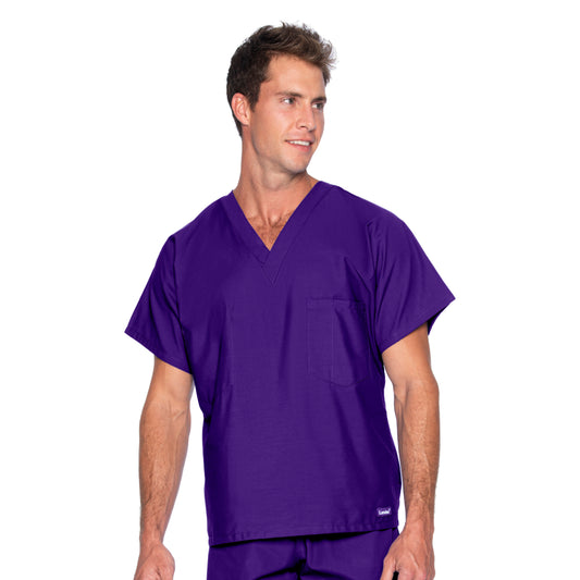 Unisex One-Pocket Reversible V-Neck Top - 7502 - Grape