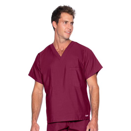 Unisex One-Pocket Reversible V-Neck Top - 7502 - Wine