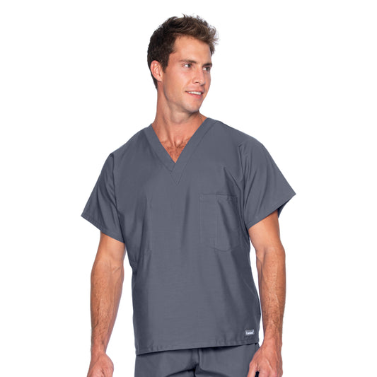 Unisex One-Pocket Reversible V-Neck Top - 7502 - Steel Grey