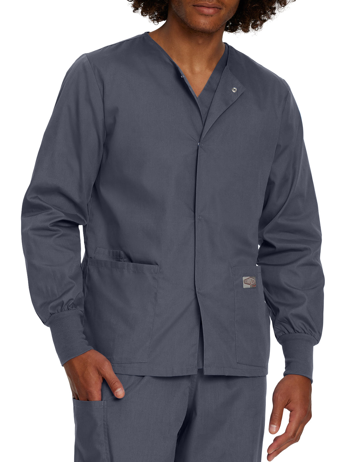 Unisex Three-Pocket Snap-Front Warm-Up Jacket - 75231 - Steel Grey