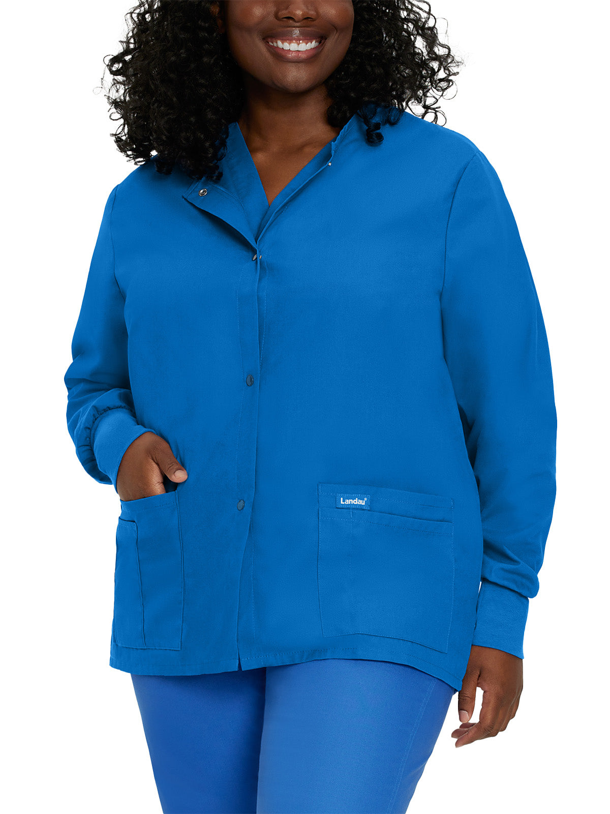 Women's Four-Pocket Crew Neck Warm-Up Jacket - 7525 - Royal Blue