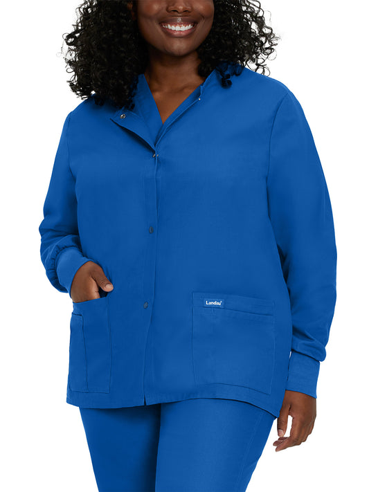 Women's Four-Pocket Crew Neck Warm-Up Jacket - 7525 - Galaxy Blue