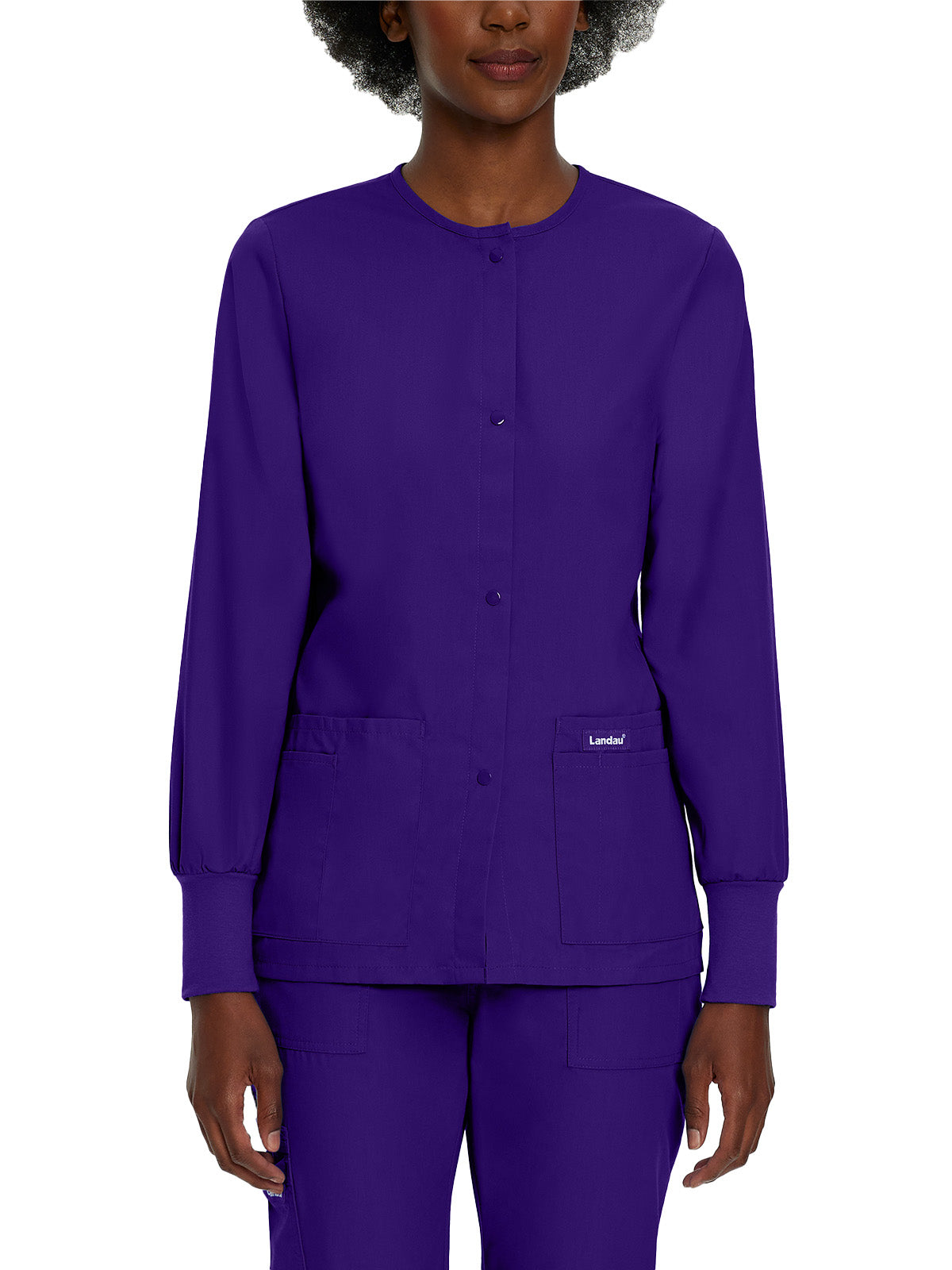 Women's Four-Pocket Crew Neck Warm-Up Jacket - 7525 - Grape