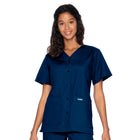 Women's Four-Pocket Snap-Front V-Neck Top - 8232 - Navy
