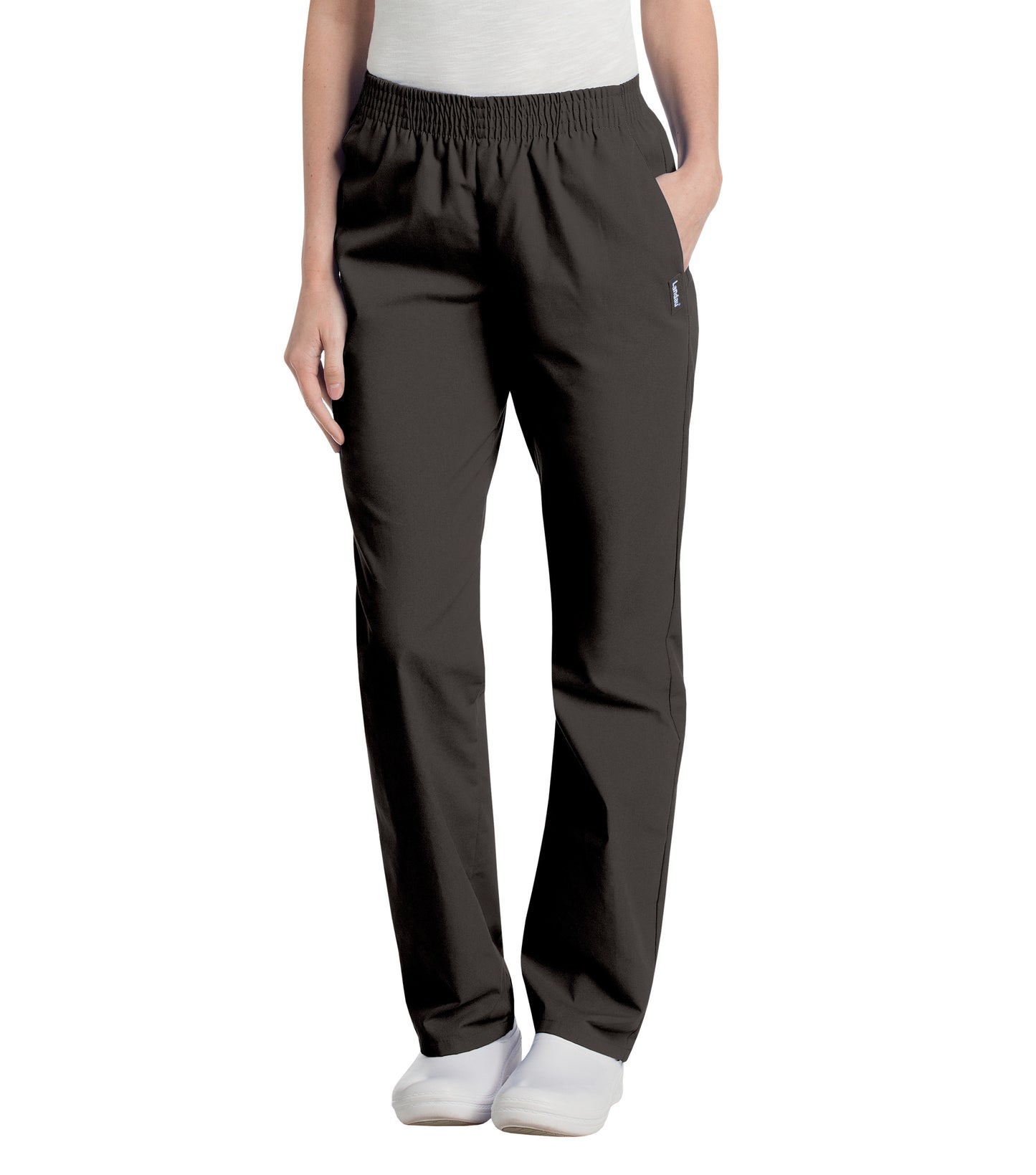 Women's Two-Pocket High-Rise Elastic Waist Straight Leg Pant - 8327 - Black