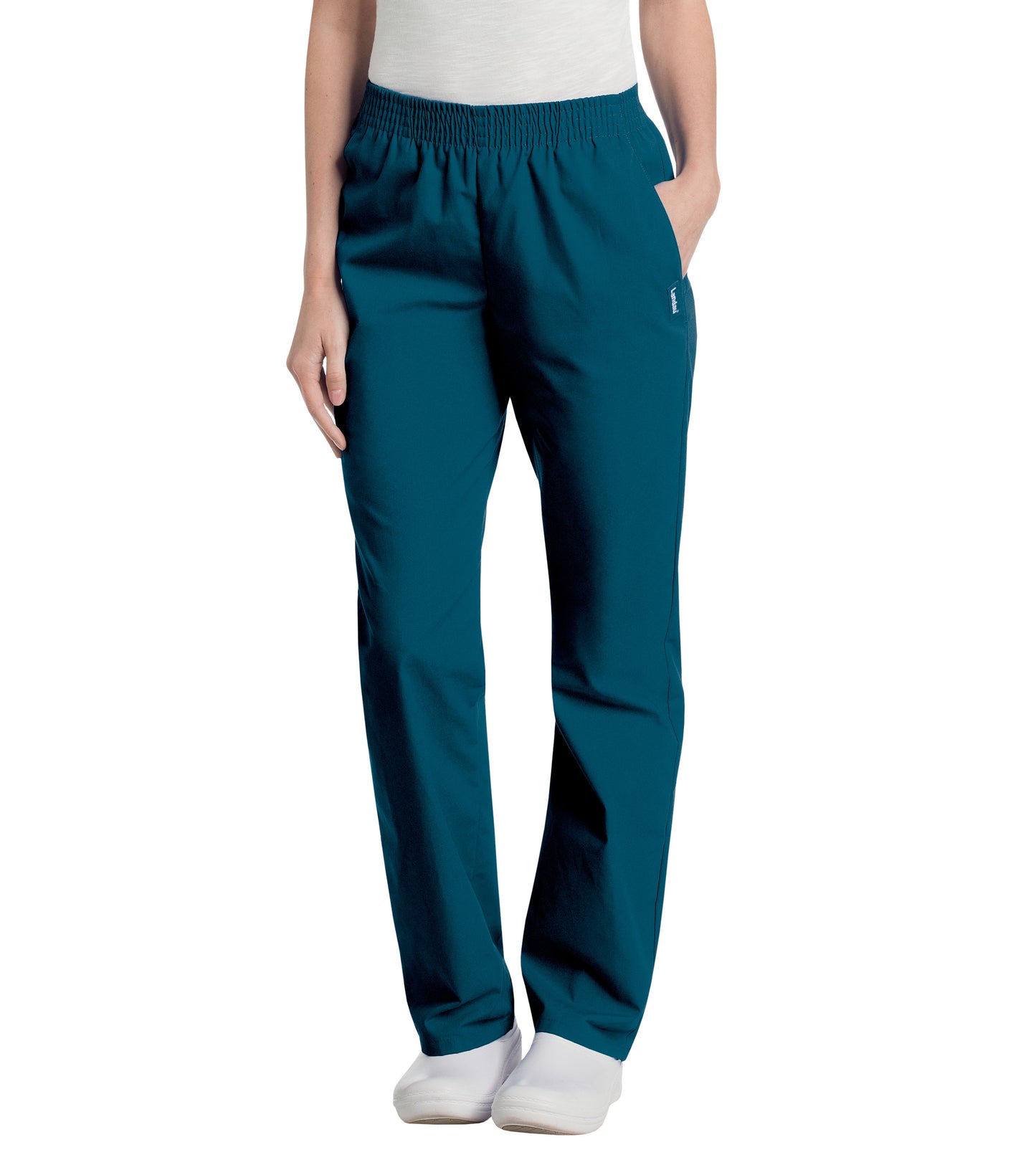 Women's Two-Pocket High-Rise Elastic Waist Straight Leg Pant - 8327 - Caribbean Blue