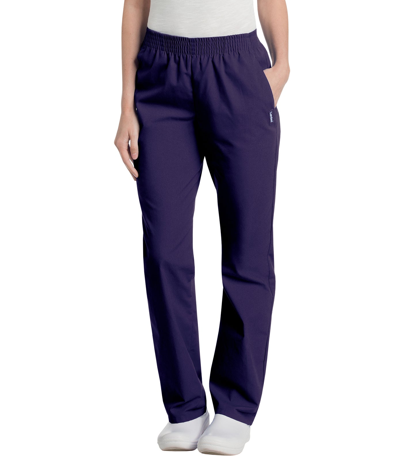 Women's Two-Pocket High-Rise Elastic Waist Straight Leg Pant - 8327 - Grape