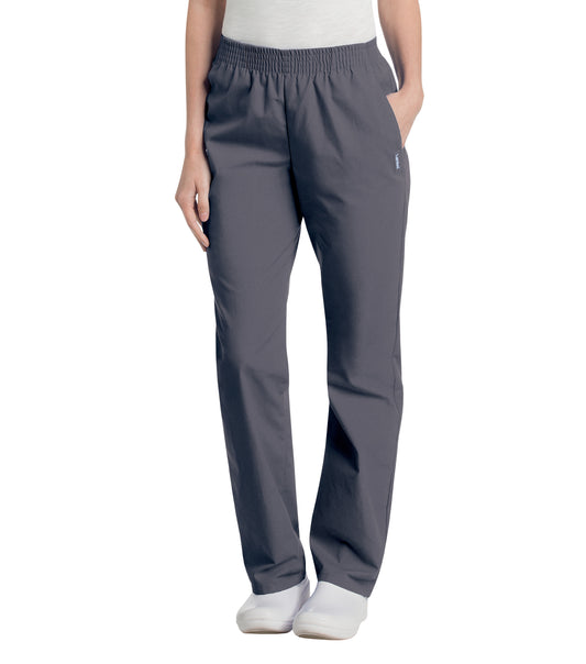 Women's Two-Pocket High-Rise Elastic Waist Straight Leg Pant - 8327 - Steel Grey