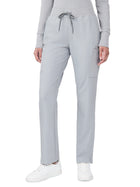 Women's Seven-Pocket Mid-Rise Rib-Knit Elastic Waist Cargo Pant - LB400 - Gray