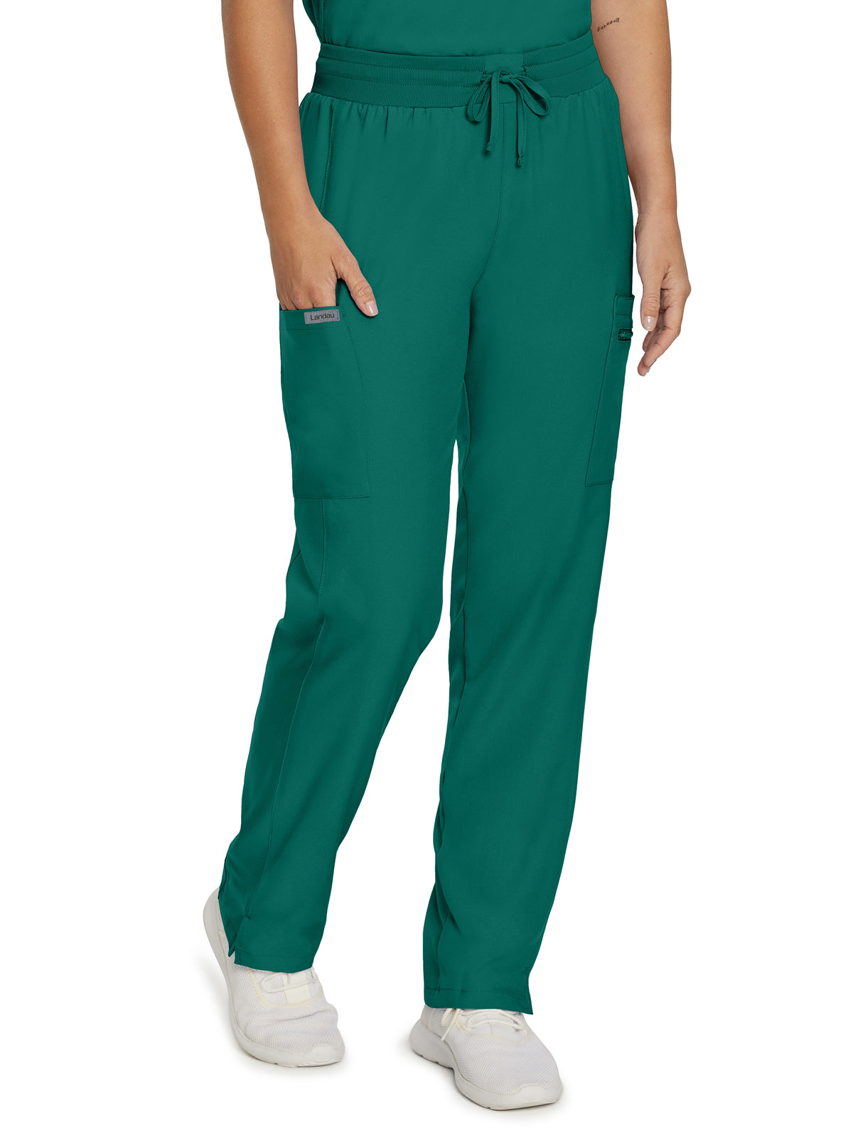 Women's Seven-Pocket Mid-Rise Rib-Knit Elastic Waist Cargo Pant - LB400 - Hunter