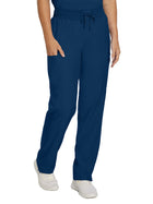 Women's Seven-Pocket Mid-Rise Rib-Knit Elastic Waist Cargo Pant - LB400 - Navy