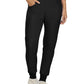 Women's Seven-Pocket Mid-Rise Rib-Knit Elastic Waist Jogger Pant - LB401 - Black