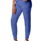 Women's Seven-Pocket Mid-Rise Rib-Knit Elastic Waist Jogger Pant - LB401 - Ceil Blue