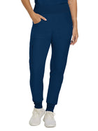 Women's Seven-Pocket Mid-Rise Rib-Knit Elastic Waist Jogger Pant - LB401 - Navy