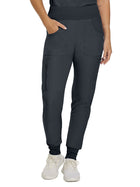 Women's Seven-Pocket Mid-Rise Rib-Knit Elastic Waist Jogger Pant - LB401 - Pewter