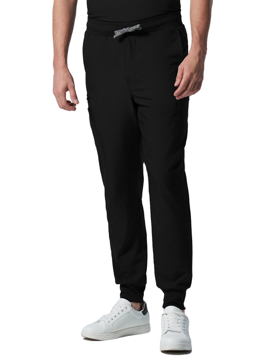 Men's Seven-Pocket Mid-Rise Triple-Elastic Waist Jogger Pant - LB409 - Black