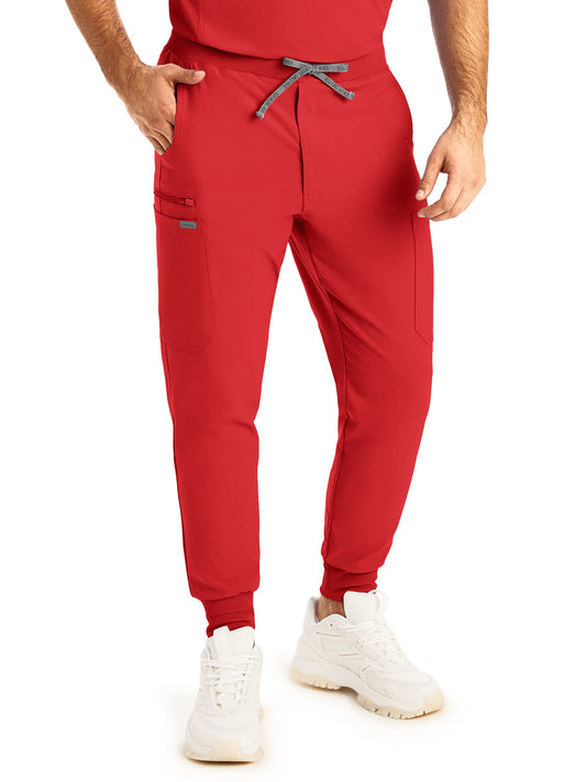 Men's Seven-Pocket Mid-Rise Triple-Elastic Waist Jogger Pant - LB409 - Red