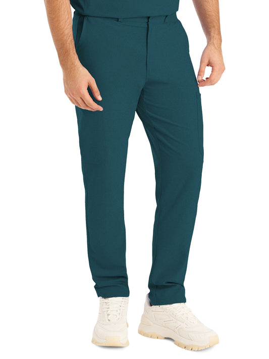 Men's Eight-Pocket Mid-Rise Rib-Knit Elastic Waist Cargo Pant - LB410 - Caribbean